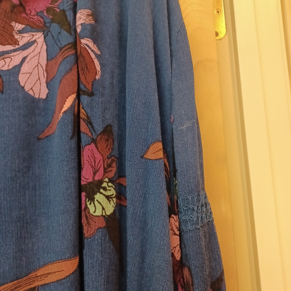 Free People Blue Floral navy magenta tunic dress M - Picture 8 of 13